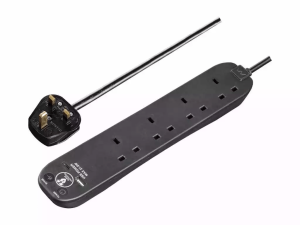 MasterPlug SRGUAC2042NB 2M Matt Black 4 Gang Surge Protected Extension Lead + 1x USB 3.1 Port + 1x USB Type-C Port - Zapcart Technology Qatar