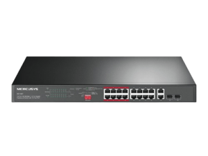 Mercusys MS118CP 16-Port 10/100Mbps + 2-Port Gigabit Rackmount Switch with 16-Port PoE+ - Zapcart Technology Qatar
