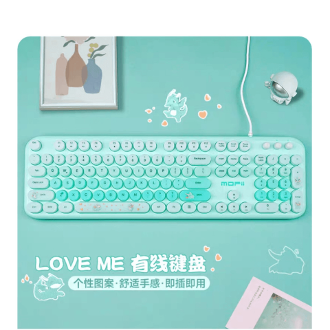 MOFII Love Me Wired Dinasour Keyboard PC Laptop Office Table Gift Colourful 104keys - Zapcart Technology Qatar