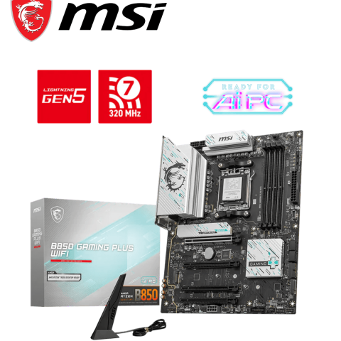 MSI B850 Gaming Plus WiFi Motherboard, ATX - Supports AMD Ryzen 9000/8000 / 7000 Processors, AM5 - DDR5 Memory Boost 8200+ MT/s (OC), PCIe 5.0 x16 & 4.0 x16, M.2 Gen5, Wi-Fi 7, 5G LAN - Zapcart Technology Qatar