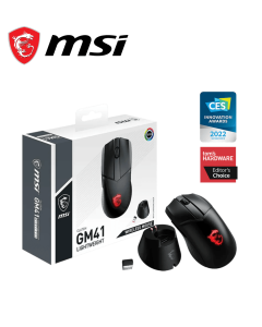 MSI Clutch GM41 Lightweight Wireless Gaming Mouse & Charging Dock, 20,000 DPI, 60M Omron Switches, Fast-Charging 80Hr Battery, RGB Mystic Light, 6 Programmable Buttons, PC/Mac - Zapcart Technology Qatar