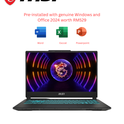 MSI Cyborg 15 A13VE-2215 15.6" FHD 144Hz Gaming Laptop Translucent Black (i5-13420H, 16GB D5, 512GB SSD, NV RTX4050 6GB, H&S, W11) - Zapcart Technology Qatar