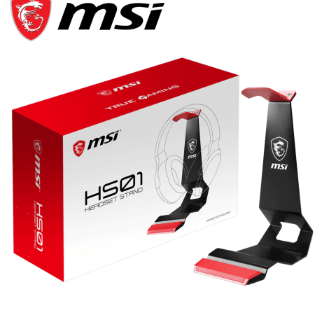 MSI HS01 Gaming Headset Stand 'Black with Red, Solid Metal Design, non slip base, Cable Organiser, Mobile holder' - Zapcart Technology Qatar
