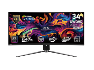 MSI MPG 341CQPX QD-OLED 34-inch Curved OLED Gaming Monitor, 3440 x 1440 (UWQHD), 0.03ms Response time, 240Hz, True Black HDR 400, HDMI, DP Port, USB Type C, Tilt, Height Adjustable - Zapcart Technology Qatar