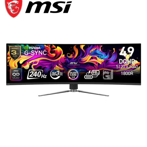 MSI MPG 491CQPX QD-OLED Gaming Monitor (48.9"/DQHD/Curved/QD-OLED/240Hz) - Zapcart Technology Qatar