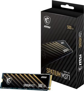 MSI SPATIUM M371 NVMe M.2 500GB - PCIe 3x4 NVMe M.2 Internal Solid State Drive, 2200MB/s Read & 1150MB/s Write, 3D NAND, Built-in Data Security, Center - 5 Year Warranty (110 TBW) - Zapcart Technology Qatar