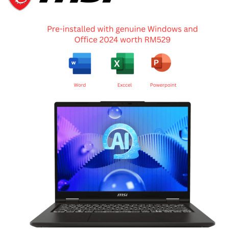 MSI Venture 14 AI A1MG-027 14" 2.8K OLED 120Hz Laptop Solid Gray (CU5 125H/16GB D5/512GB SSD/H&S 2024/W11) - Zapcart Technology Qatar