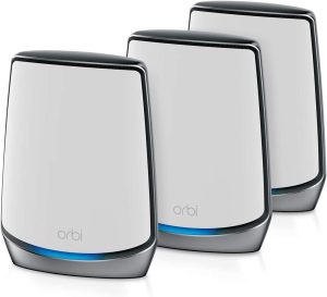 NETGEAR Orbi Whole Home Tri-band Mesh Wi-Fi 6 System (RBK853) – Router with 2 Satellite Extenders, Coverage Up to 7,500 Square Feet, 100 Devices, AX6000 (Up to 6Gbps) - Zapcart Technology Qatar