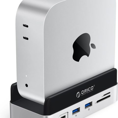 ORICO Minidock Desktop Stand for new Mac Mini 10 in 1 Aluminum Hub (M.2 SSD Enclosure, 10Gbps USB-C & USB-A, 4K HDMI, Gigabit Ethernet, SD/TF Card Readers) - Zapcart Technology Qatar