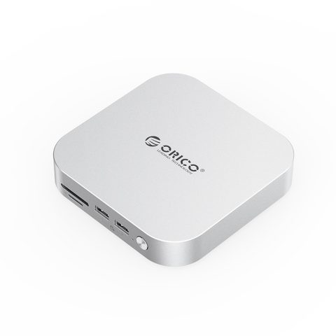 ORICO Minilink 7 in 1 Dock with M.2 SSD Enclosure for Mac Mini M4 (Dual NVMe M.2 SSD Slots, 10Gbps USB-A Ports, 4.0 SD/TF Card Readers) - Zapcart Technology Qatar