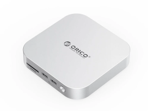 ORICO Minilink 9 in 1 Aluminum Dock with M.2 SSD Enclosure for Mac Mini 2024 (SSD Enclosure for NVME/SATA M.2, USB A 10Gbps, 3.0 SD/TF Card Readers, 3.5mm Audio Jack) - Zapcart Technology Qatar