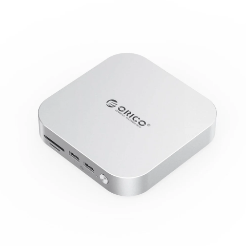 ORICO Minilink 9 in 1 Aluminum Dock with M.2 SSD Enclosure for Mac Mini 2024 (SSD Enclosure for NVME/SATA M.2, USB A 10Gbps, 3.0 SD/TF Card Readers, 3.5mm Audio Jack) - Zapcart Technology Qatar