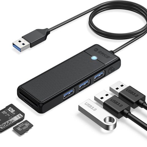 ORICO USB-C Hub with 3x USB-A, SD and Micro SD slot - Black - Zapcart Technology Qatar
