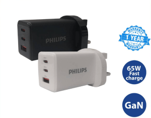 PHILIPS FAST WALL CHARGER UK 65W 2C1A - Zapcart Technology Qatar