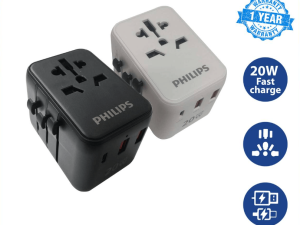 PHILIPS TRAVEL EXTENSION SOCKET UNIVERSAL ADAPTOR WITH US EU UK AND AUS STANDARD WALL PLUG (20W) SPN3351 - Zapcart Technology Qatar