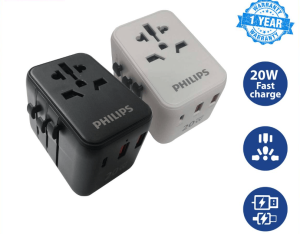 PHILIPS TRAVEL EXTENSION SOCKET UNIVERSAL ADAPTOR WITH US EU UK AND AUS STANDARD WALL PLUG (20W) SPN3351 - Zapcart Technology Qatar