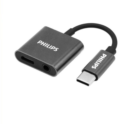 PHILIPS USB-C TO USB-C + 3.5 AUDIO ADAPTOR 0.1M (GREY) + Charger Adapter - Zapcart Technology Qatar