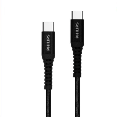PHILIPS USB-C TO USB-C CHARGING 100W 1.2M (BLACK) - Zapcart Technology Qatar