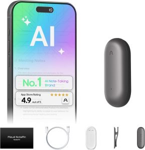 Plaud NotePin Voice Recorder, AI Voice Recorder, App Control, AI Notetaker, AI Transcribe & Summarize, Support 112 Languages, 64GB Memory, Audio Recorder for Lectures, Meetings - Zapcart Technology Qatar