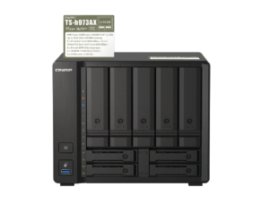 Qnap QNAP TS-h973AX-8G 9-Bay AMD Ryzen™ Quad-core Desktop NAS Enhance business productivity using the quad-core 9-bay QuTS hero NAS that supports U.2 NVMe SSD and 10GbE/2.5GbE connectivity - Zapcart Technology Qatar