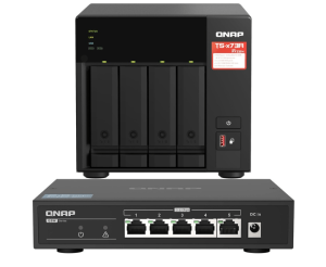 Qnap TS-473A-8G 4 Bay AMD Ryzen quad-core 2.2 GHz 2.5GbE NAS Bundle QSW-1105-5T 5 Port 2.5GbE unmanaged switch - Zapcart Technology Qatar