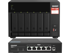 Qnap TS-673A-8G 6 Bay AMD Ryzen quad-core 2.2 GHz 2.5GbE NAS Bundle QSW-1105-5T 5 Port 2.5GbE unmanaged switch - Zapcart Technology Qatar