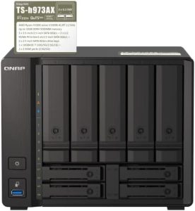 QNAP TS-h973AX-8G 9-Bay AMD Ryzen™ Quad-core Desktop NAS Enhance business productivity using the quad-core 9-bay QuTS hero NAS that supports U.2 NVMe SSD and 10GbE/2.5GbE connectivity - Zapcart Technology Qatar