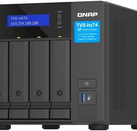 Qnap TVS-h474-PT-8G 4 Bay ZFS-based storage with PCIe Gen 4 expandability for 10/25GbE connectivity, M.2 NVMe SSD caching and multi-threads processors for virtualization applications - Zapcart Technology Qatar