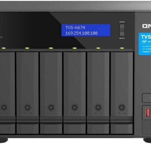 Qnap TVS-h674-i5-32G 6 Bay ZFS-based storage with PCIe Gen 4 expandability for 10/25GbE connectivity, M.2 NVMe SSD caching and multi-threads processors for virtualization applications - Zapcart Technology Qatar
