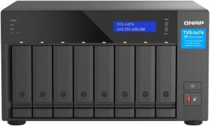 Qnap TVS-h874-i5-32G 8 Bay Highly-reliable ZFS-based storage with PCIe Gen 4 expandability for 10/25GbE connectivity, M.2 NVMe SSD caching and multi-threads processors for virtualization applications - Zapcart Technology Qatar