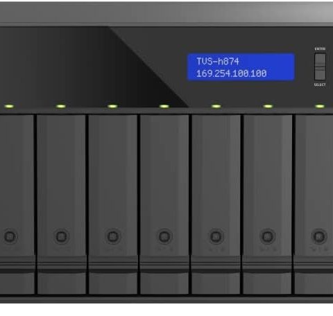 Qnap TVS-h874-i5-32G 8 Bay Highly-reliable ZFS-based storage with PCIe Gen 4 expandability for 10/25GbE connectivity, M.2 NVMe SSD caching and multi-threads processors for virtualization applications - Zapcart Technology Qatar