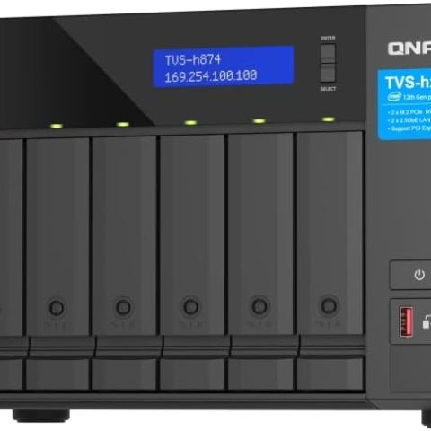 Qnap TVS-h874-i7-32G 8 Bay Highly-reliable ZFS-based storage with PCIe Gen 4 expandability for 10/25GbE connectivity, M.2 NVMe SSD caching and multi-threads processors for virtualization applications - Zapcart Technology Qatar