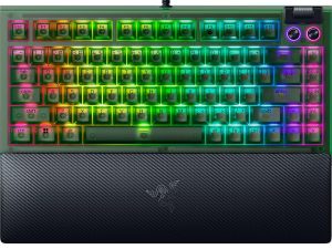Razer BlackWidow V4 75% Mechanical Gaming Keyboard - Phantom Green (Orange Switch, Hot-swappable design, Compact 75% Layout, Optimized Typing Experience) - Zapcart Technology Qatar
