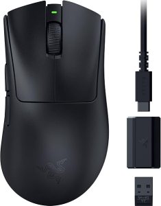 Razer DeathAdder V3 HyperSpeed Wireless Gaming Mouse: 55g Lightweight - USB C Charging - Up to 100 Hr Battery - Advanced 26K Optical Sensor - Gen-3 Optical Switches - 8 Programmable Controls - Black - Zapcart Technology Qatar