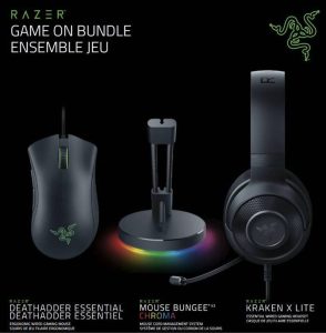 Razer Game On Bundle (DeathAdder Essential (Black) + Kraken X Lite + Mouse Bungee V3 Chroma) - Zapcart Technology Qatar