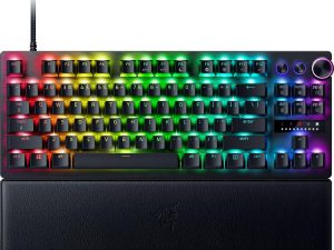 RAZER Huntsman V3 Pro TKL Gaming Keyboard (Analog Optical Switch Gen-2, Quick Onboard Adj, Multi-func Dial, DS PBT Keycaps, Leath. Wrist Rest) - Zapcart Technology Qatar