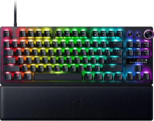 RAZER Huntsman V3 Pro TKL Gaming Keyboard (Analog Optical Switch Gen-2, Quick Onboard Adj, Multi-func Dial, DS PBT Keycaps, Leath. Wrist Rest) - Zapcart Technology Qatar