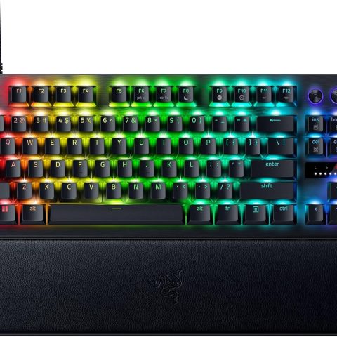 RAZER Huntsman V3 Pro TKL Gaming Keyboard (Analog Optical Switch Gen-2, Quick Onboard Adj, Multi-func Dial, DS PBT Keycaps, Leath. Wrist Rest) - Zapcart Technology Qatar