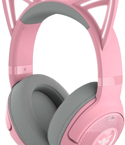 Razer Kraken Kitty V2 BT Wireless RGB Headset - Quartz Pink (Kitty Ears & Earcups, BT 5.2 w/Gaming Mode, 325g LightWeight, Up to 40 hrs Batt Life) - Zapcart Technology Qatar