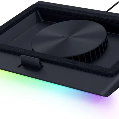 Razer Laptop Cooling Pad - Smart cooling pad for 14‘-18’ laptops - airtight pressure chamber (customizable fan curves, 3-port USB-A hub, removable multi-function buttons) Black - Zapcart Technology Qatar