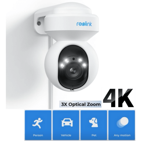Reolink E1 Outdoor Pro 4K/8MP Plug-in WiFi 6 Security Camera, PTZ Camera for Home Security, Wi-Fi 6 New Tech, Motion Tracking, Smart Detection, 3X Optical Zoom, Motion Spotlight - Zapcart Technology Qatar