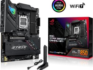 ROG STRIX B850-F GAMING WIFI AMD AM5 B850-F ATX Motherboard 16+2+2 Power Stages, AI PC, DDR5 AEMP, WiFi 7, 4X M.2, PCIe® 5.0, Total Support of 19 USB, 20Gbps Type-C®, AI Networking II, Aura Sync - Zapcart Technology Qatar