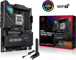 ROG STRIX B850-F GAMING WIFI AMD AM5 B850-F ATX Motherboard 16+2+2 Power Stages, AI PC, DDR5 AEMP, WiFi 7, 4X M.2, PCIe® 5.0, Total Support of 19 USB, 20Gbps Type-C®, AI Networking II, Aura Sync - Zapcart Technology Qatar