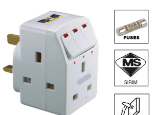 Selamat 3 Way Multi Adaptor with Led Switch (CC134WH) - Zapcart Technology Qatar