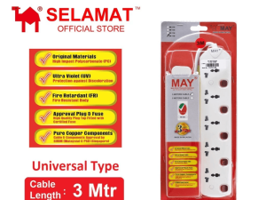 SELAMAT-5G UNIVERSAL TRAILLING SOCKET C/W 3 METER POWER CORD(3M)-MA1135 - Zapcart Technology Qatar