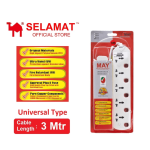 SELAMAT-5G UNIVERSAL TRAILLING SOCKET C/W 3 METER POWER CORD(3M)-MA1135 - Zapcart Technology Qatar