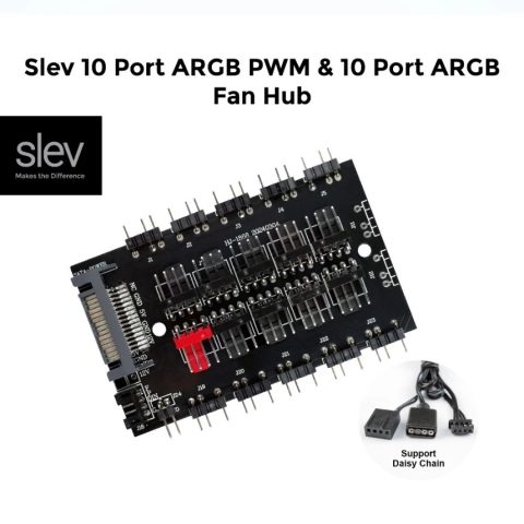 Slev 10 Port ARGB PWM & 10 Port ARGB Fan Hub - Zapcart Technology Qatar