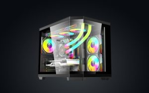 Slevcase ALLURE 3-PIECE PANORAMIC GLASS PREMIUM M-ATX PC CASE Black Colour - Zapcart Technology Qatar