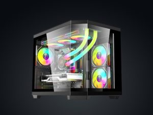 Slevcase ALLURE 3-PIECE PANORAMIC GLASS PREMIUM M-ATX PC CASE Black Colour - Zapcart Technology Qatar