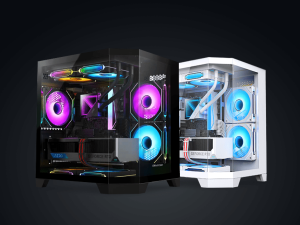 SLEVCASE ALLURE MINI 270˚ PANORAMIC COMPACT M-ATX CASE Black & White Colour - Zapcart Technology Qatar
